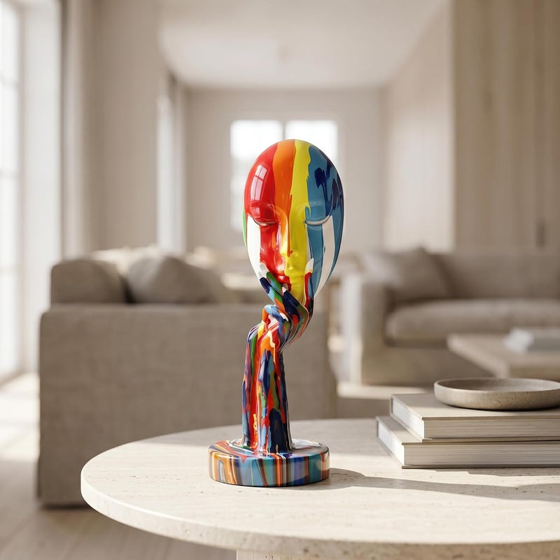 suruim Luxury Colorful Feminine Decor Modern Sculptures Thinker Statue Abstract Art Home Decor Decorative Living Room Contemporary Center Table Shelf Decor (Small 11.8x4.3x4.3in) - Image 1