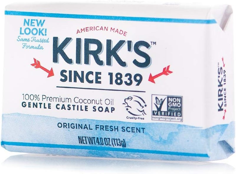 Kirk's Natural Original Castile Soap - 100% Premium Coconut Oil, 4 Ounce Bar - Image 1