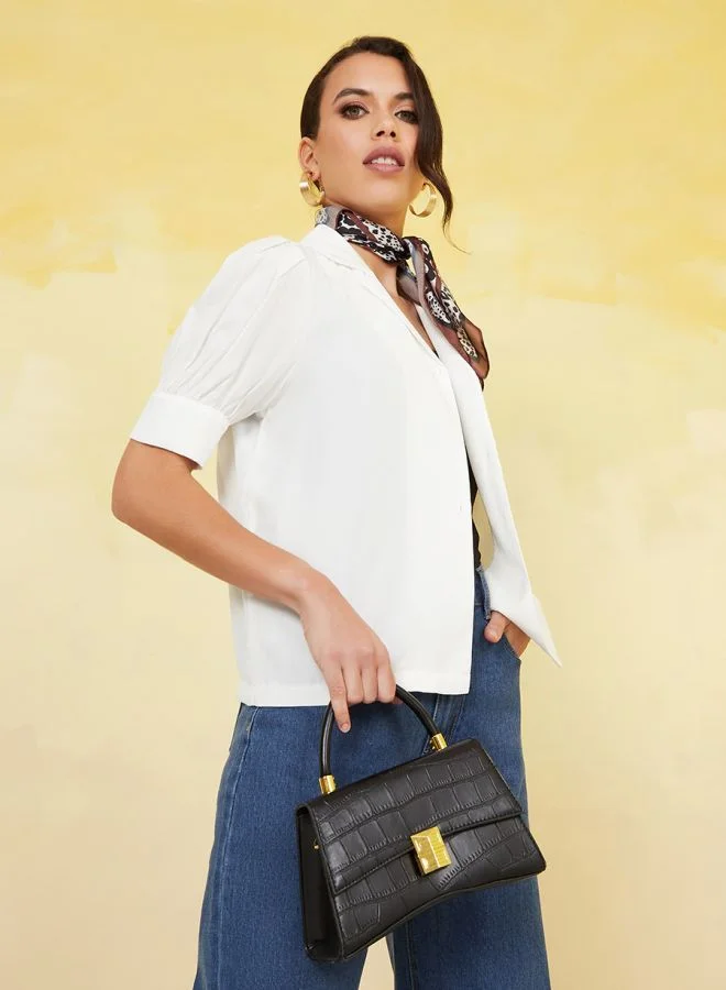 Styli Regular Fit Collared Neck Short Sleeve Blouse