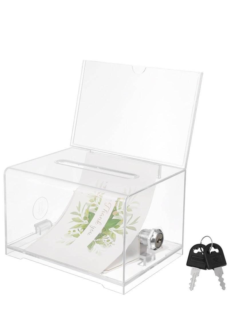 Clear Acrylic Donation Box with Lock and Sign Holder, Ballot Box, Suggestion Box, and Collection Box for Voting, Donations, and Tips - Image 2