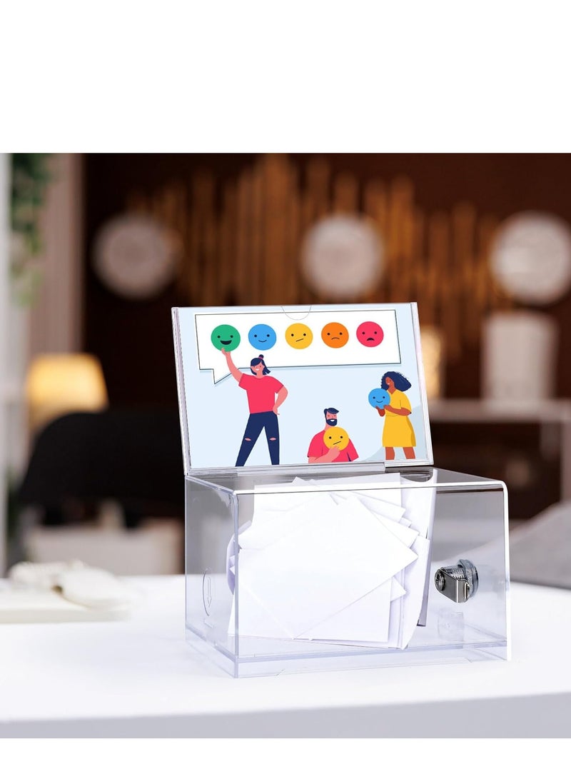Clear Acrylic Donation Box with Lock and Sign Holder, Ballot Box, Suggestion Box, and Collection Box for Voting, Donations, and Tips - Image 4