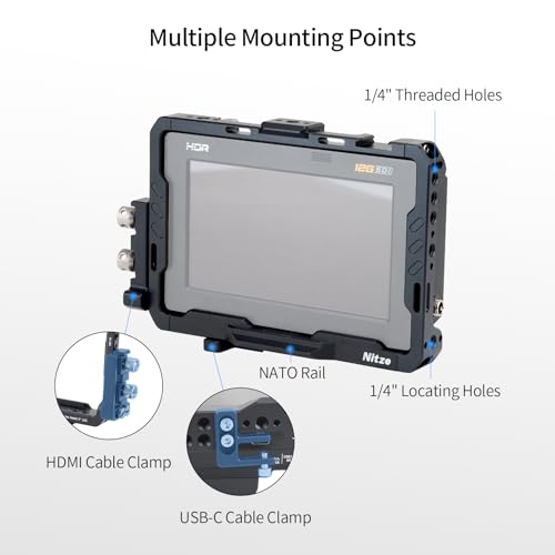 Nitze Monitor Cage for Blackmagic Video Assist 5 12G 3G with HDMI and USBC Cable Clamps JTB01A - Image 3