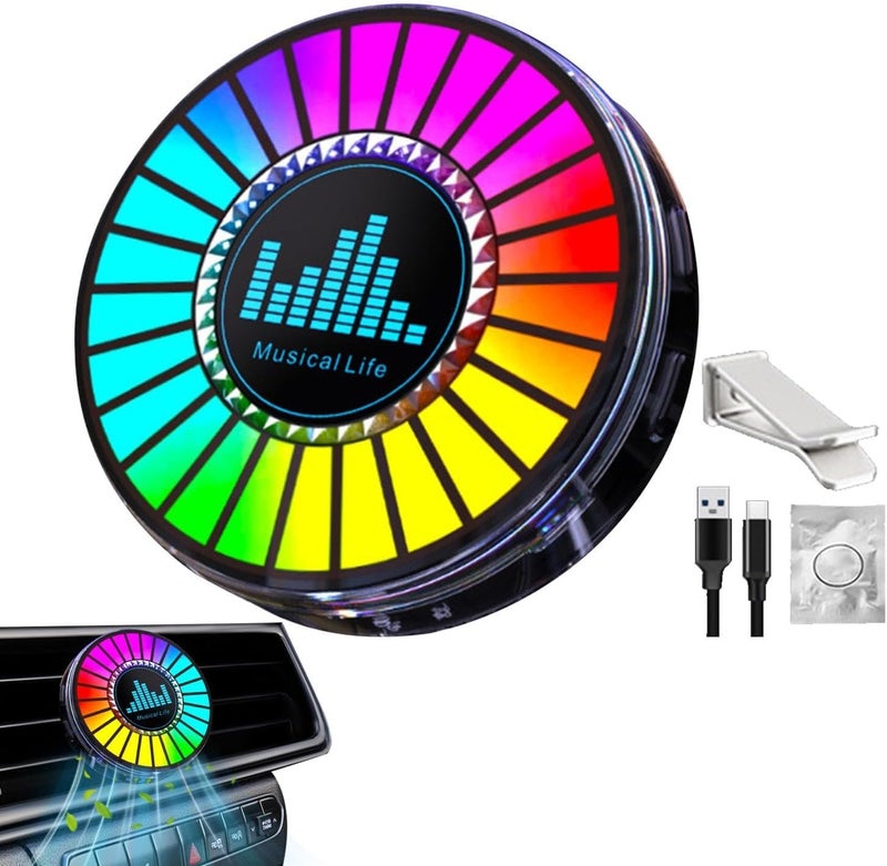 Fennec Mart RGB Music Level with Aromatherapy | Sound Rhythm Light for Car & Home | Colorful Sound Pickup Ambient Atmosphere Lamp | Vent Clip Air Freshener | Rhythm Light - Image 1