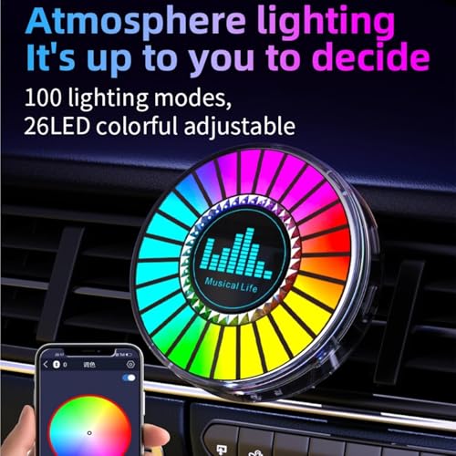 Fennec Mart RGB Music Level with Aromatherapy | Sound Rhythm Light for Car & Home | Colorful Sound Pickup Ambient Atmosphere Lamp | Vent Clip Air Freshener | Rhythm Light - Image 2