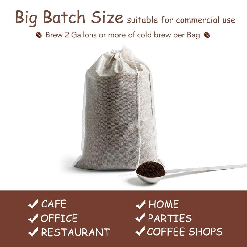 HOMYHEE Disposable Cold Brew Coffee Filters - 50 Count Single Use Filter Sock Packs Fine Mesh Brewing Bags for Concentrate, Iced Coffee Maker, French/Cold Press Kit, Tea in Mason Jar, 8 x 12 Inches - Image 4