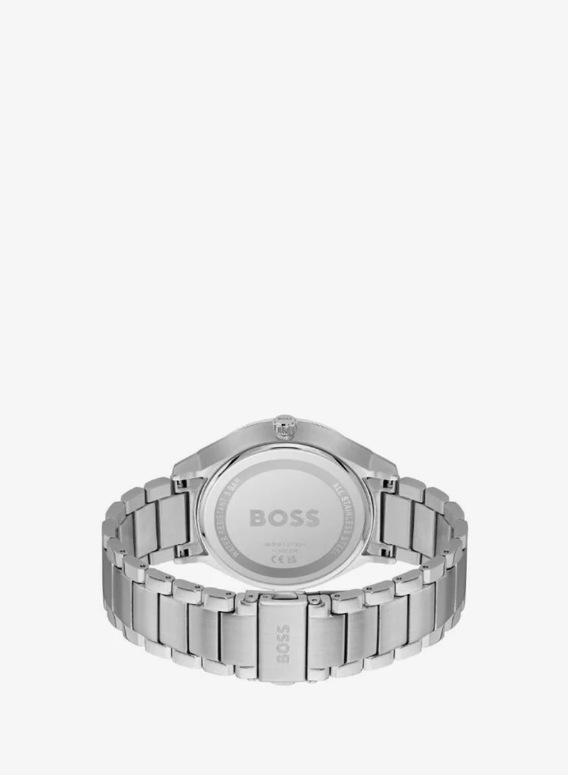 BOSS Men's Quartz Multifunction Watch, Blue Dial, Stainless Steel Strap
