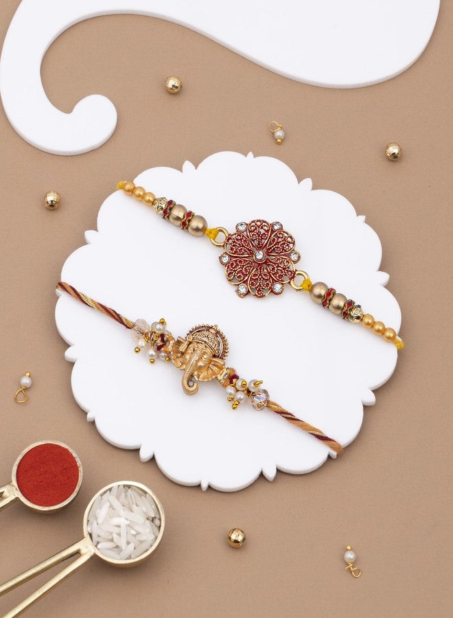DORE® Floral Fortune Rakhi Set of 2 For Brother - Image 2