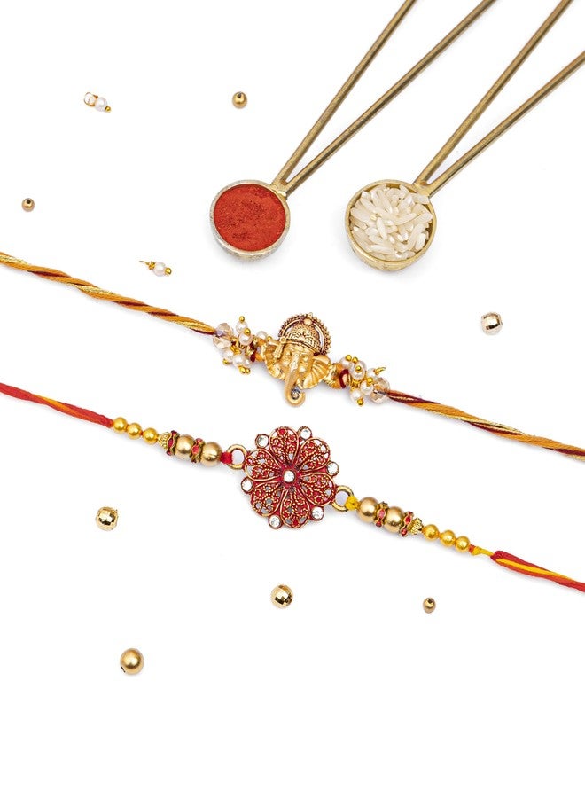 DORE® Floral Fortune Rakhi Set of 2 For Brother - Image 1