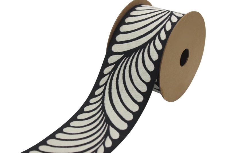 38 Yards Spool 27 Width Black Cream Drop Drapery Trim Jacquard Ribbon for Your Drapes Curtains Drapery Banding Trim Tape V6 210