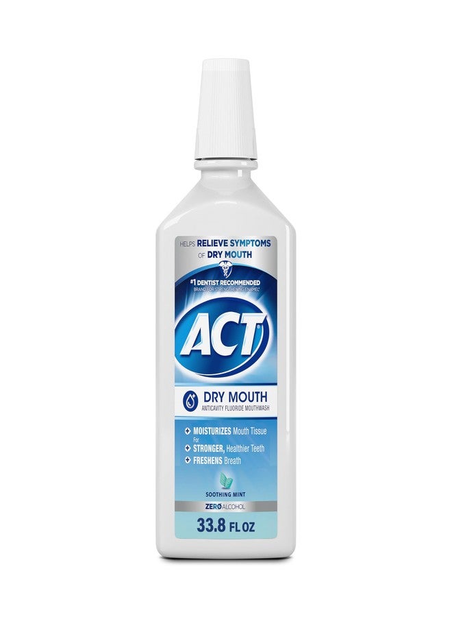 ACT Dry Mouth Anticavity Zero Alcohol Fluoride Mouthwash, Soothing Mint, 33.8 fl. oz. - Image 1