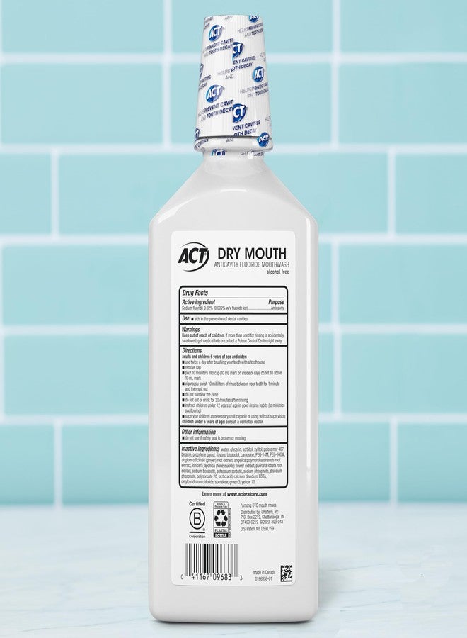 ACT Dry Mouth Anticavity Zero Alcohol Fluoride Mouthwash, Soothing Mint, 33.8 fl. oz. - Image 2