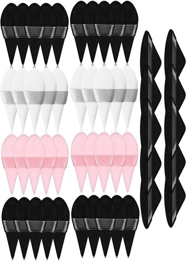 SUNISA 50 Pieces Triangle Cosmetic Loose Powder Puffs Washable Reusable Soft Plush Foundation Sponge for Face Body Wet Dry Makeup Tool- Multicolor Pack of 50 - Image 1
