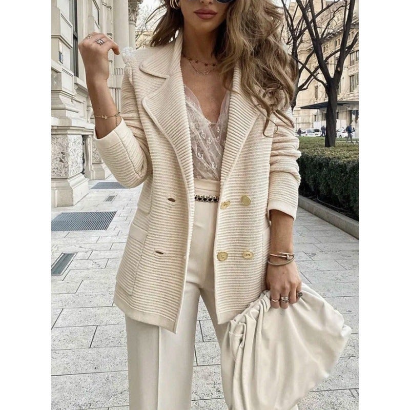 2024 New Solid Color Pit Casual Cardigan Coat Design Small Fragrance - Image 1