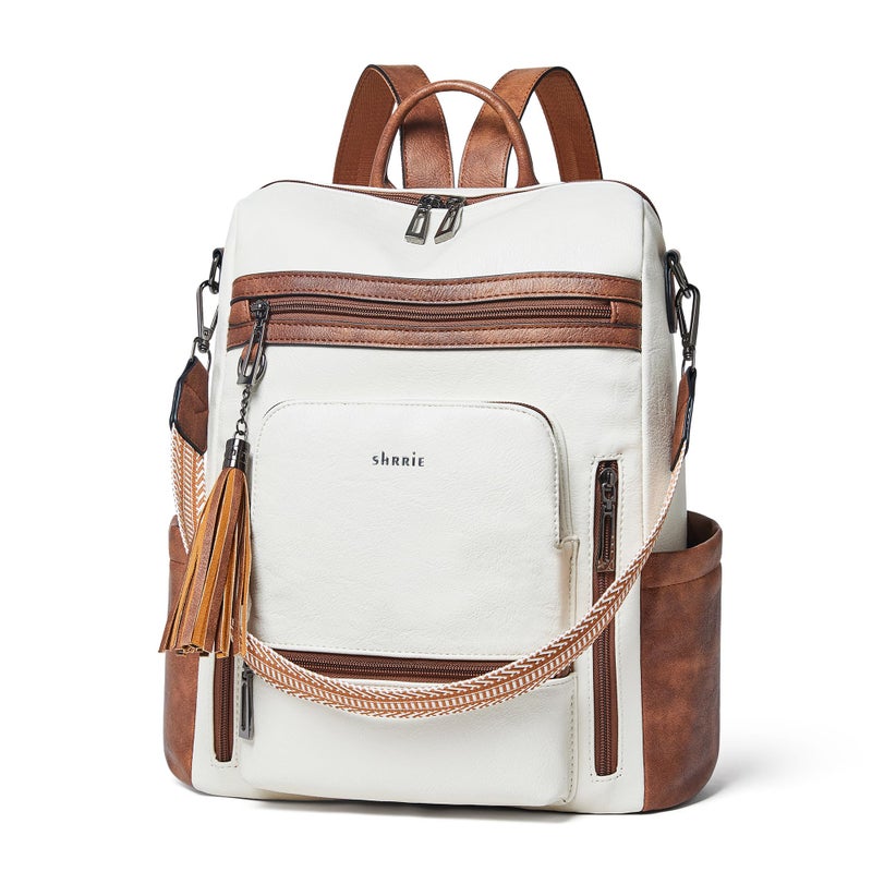 Shrrie Vegan Leather Laptop Backpack for Women 15.6 inch Work Backpack Fashion Travel Backpack Purse for Travel College Work - Image 1