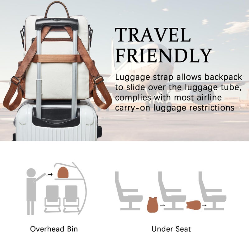 Shrrie Vegan Leather Laptop Backpack for Women 15.6 inch Work Backpack Fashion Travel Backpack Purse for Travel College Work - Image 5