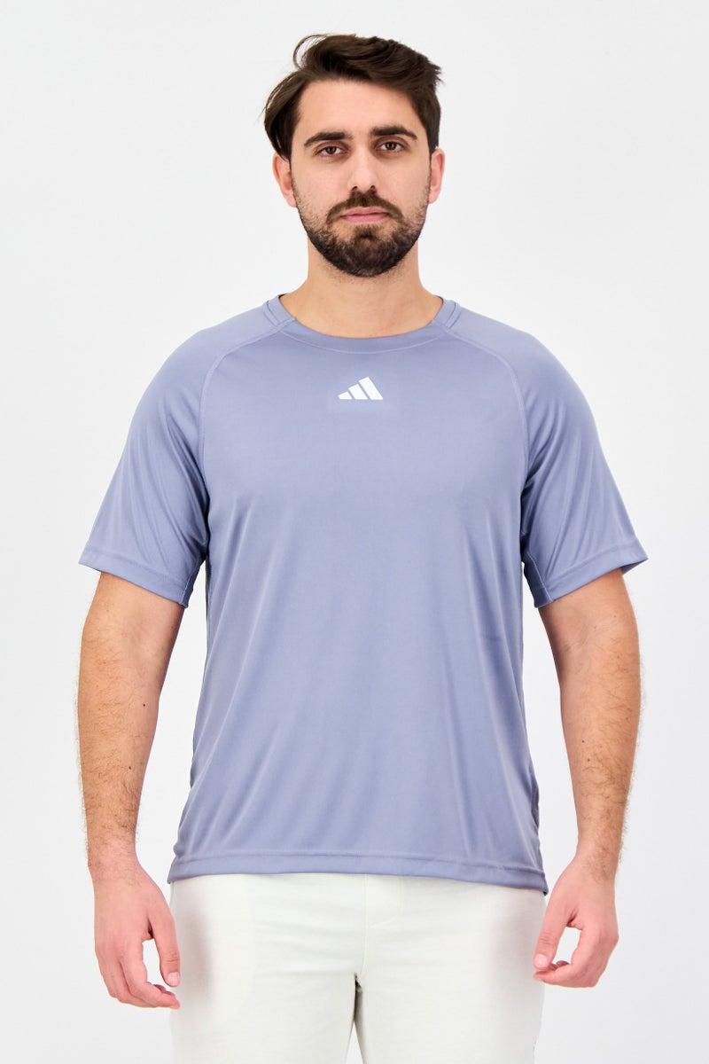 Adidas Men Sportswear Fit Short Sleeve Training T-shirt, Lavender - Image 1