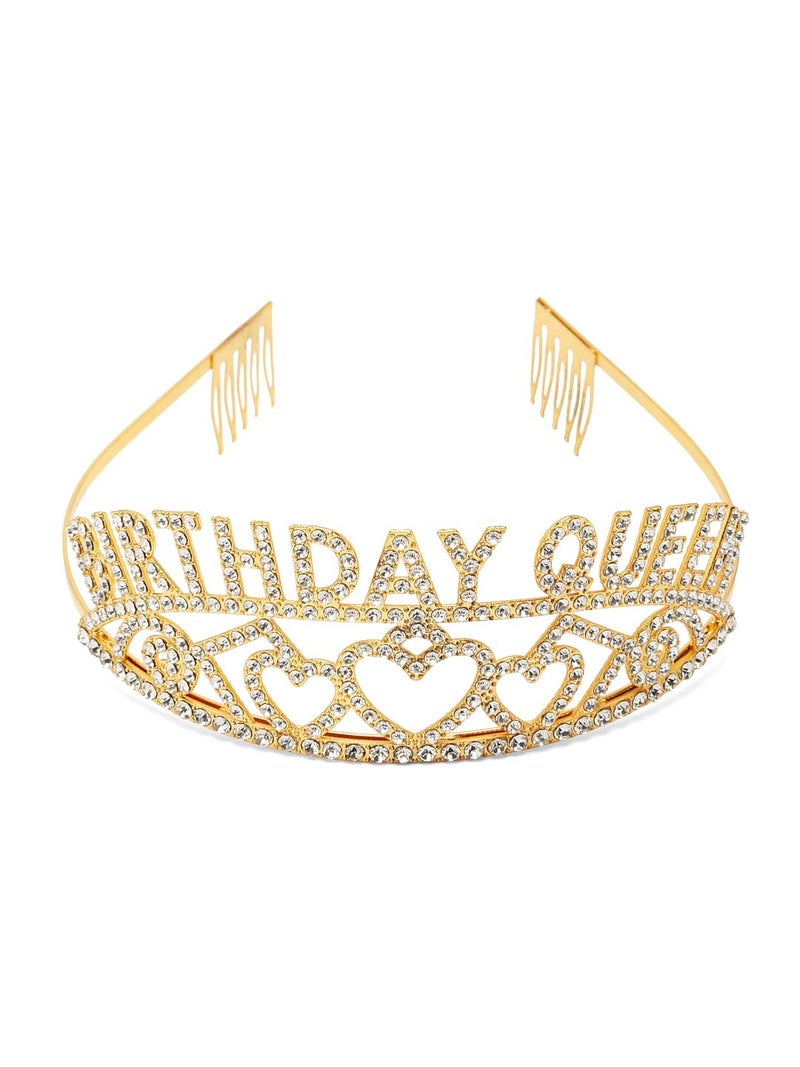 YouBella Jewellery Stylish Birthday Sash and Crown - Pack of 2 Pcs | Birthday Girl Crown | Gifts for Best Friend/Sister (Gold) - Image 2