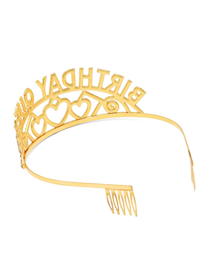 YouBella Jewellery Stylish Birthday Sash and Crown - Pack of 2 Pcs | Birthday Girl Crown | Gifts for Best Friend/Sister (Gold) - Image 5