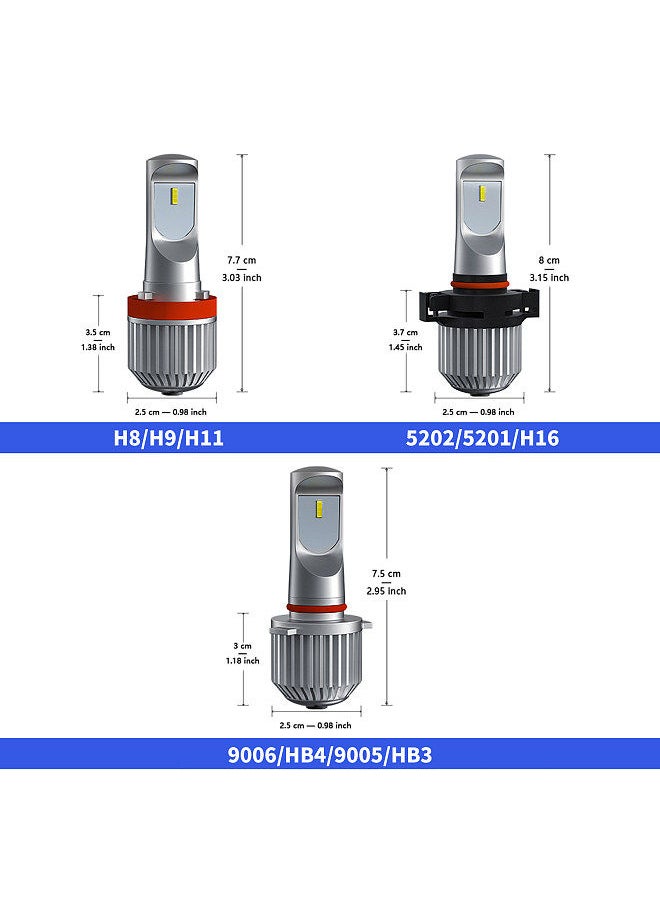 Generic 2Pcs Car LED Fog Lights Bulb H8/H9/H11 Fog Lamp Spotlight Waterproof 6000K 80W 12000LM Bright LED  - Image 2