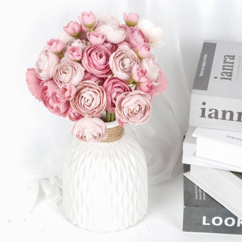 IPOPU Artificial Ranunculus 2 Bouquets Silk Flowers with Stems 12PCS Faux Ranunculus Mini Fake Flowers for Wedding Bouquet Bridal Shower Decorations Floral Filler Flowers Centerpieces (Dusty Rose) - Image 3