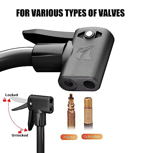 VIMILOLO Bike Pump, Air Bicycle Pump Inflator for Presta and Schrader Valve Tire Ball Bike Portable Pumps 160PSI & 11BAR - Image 2
