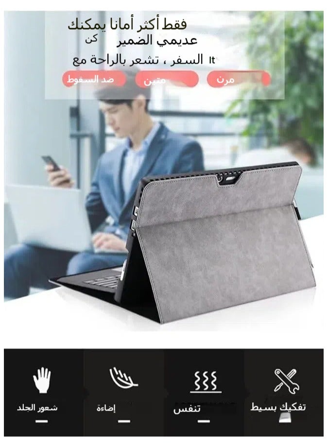 غطاء واقي لجهاز Surface Pro11/Pro 10/Pro 9، غلاف فوليو متين مضاد للصدمات، متوافق مع لوحة المفاتيح نوع كوفر، غطاء تجاري عالي الجودة مع حاملة قلم - Image 3