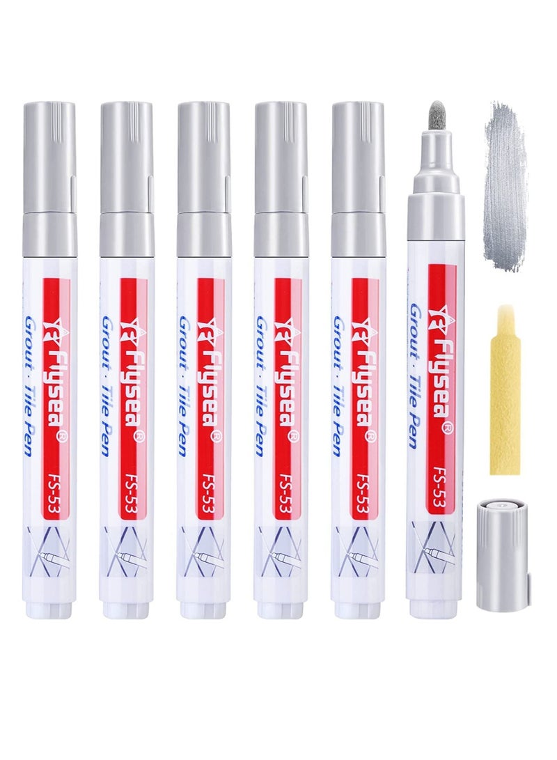 Y&D 6 Pieces Tile Pen Wall Grout Restorer Repair Marker Filler for Restoring Floor Bathrooms and Kitchen (Silver)  - Image 2
