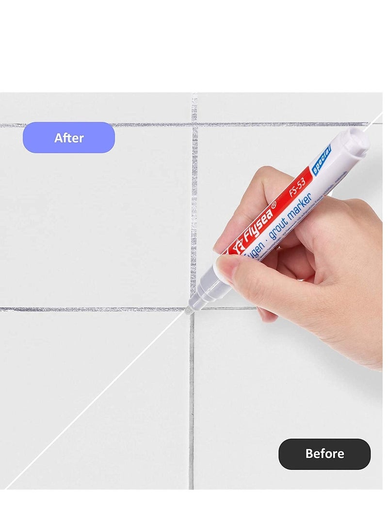 Y&D 6 Pieces Tile Pen Wall Grout Restorer Repair Marker Filler for Restoring Floor Bathrooms and Kitchen (Silver)  - Image 4