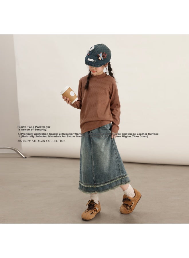 Luson Chen Dazhu Girls Lace Trim Long Sleeve Fitted Round Neck Base Shirt Autumn New Stylish Children's Innerwear Top New Year Outfit - Image 2