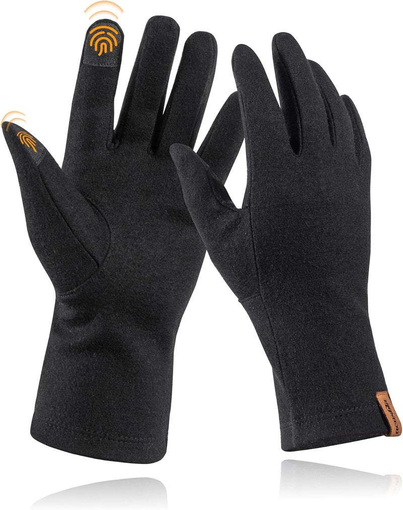 ACUSHLA 100% Merino Wool Touch Screen Lightweight Base Layer Ski Inner Glove for Men and Women - Image 1