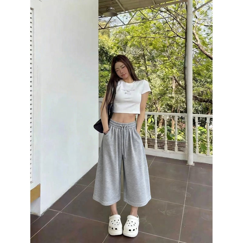 Women's Loose Fit High Waist 7/8 Length Casual Pants - Image 1