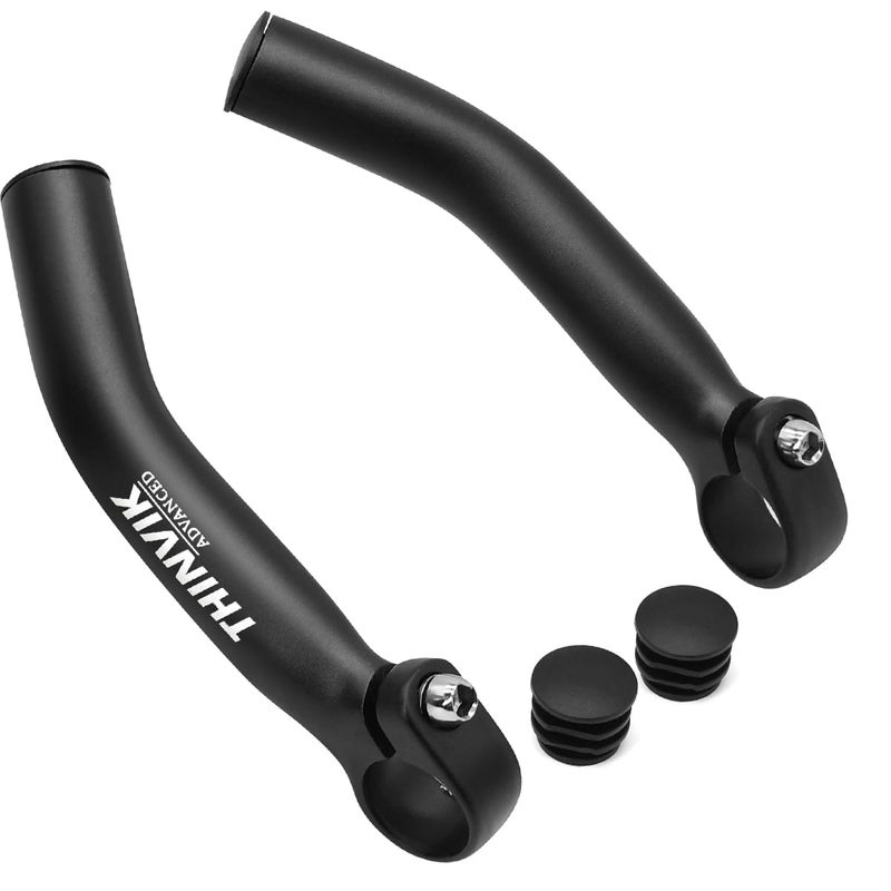 Thinvik Bike Bar Ends, Aluminium Alloy MTB Bicycle Bar Ends, One-piece Forging Bike Handlebar Ends for Mountain Bike, Matte Black - basic - Image 1