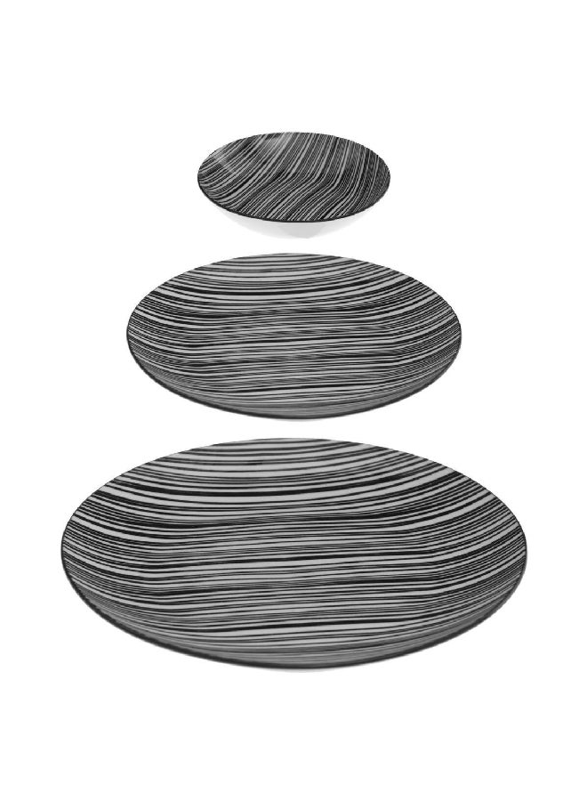 Secret de Gourmet 18-Piece Bohemia Zebra Dinner Set Black and White 26.5 x 2.5 x 26.5 cm 154723A - Image 1