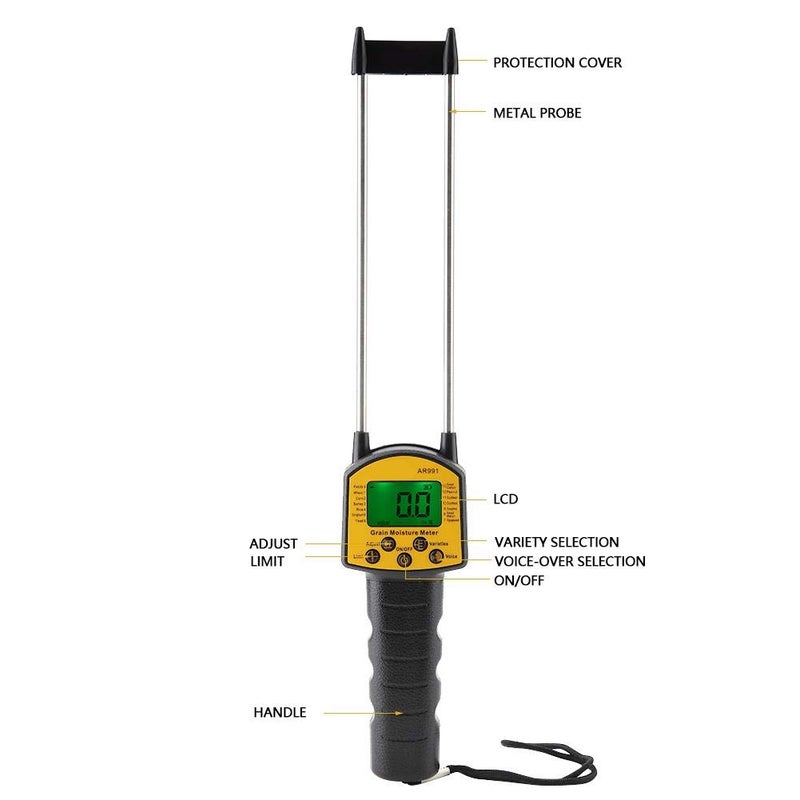 Walfront Digital Grain Moisture Meter for Corn Wheat Rice Bean Flour Fodder Rapeseed - Image 2