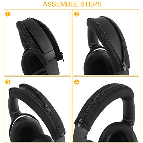 Jarmor QC25 QC35 Headband Cover, Replacement Head Band Protector with Zipper [ Easy Installation ] for Bose QuietComfort 25, QuietComfort 35 Headphones (Black) - Image 3