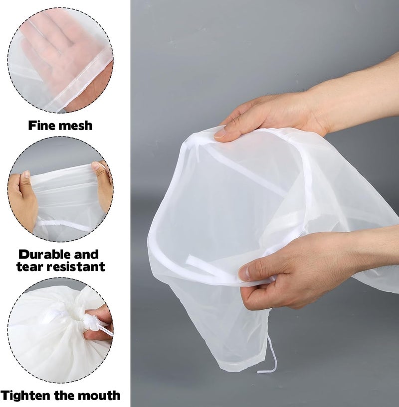 SYOSI Reusable Cheesecloth Bags for Straining,Large Capacity Nylon Food Filter Bags for Nut Milk, Juice, Oat Milk, Vegetable Juice, Fine Mesh Multi-Purpose Squeeze Bags, 10 Pcs - Image 4
