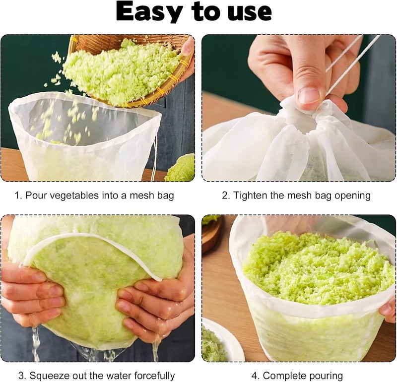 SYOSI Reusable Cheesecloth Bags for Straining,Large Capacity Nylon Food Filter Bags for Nut Milk, Juice, Oat Milk, Vegetable Juice, Fine Mesh Multi-Purpose Squeeze Bags, 10 Pcs - Image 2