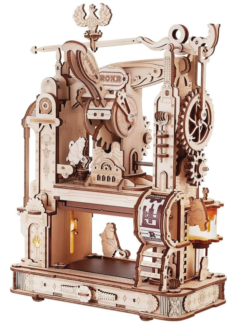 Robotime - ROKR Classic Printing Press Mechanical 3D Wooden Puzzle LK602 Decorative DIY Crafts/Birthday Gifts/Home Decor For Girls&Boys Teens&Adults - Image 1