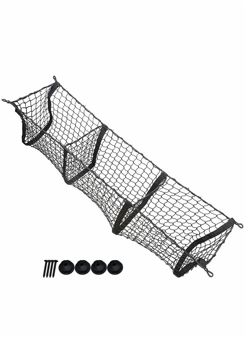 Excefore - Mesh Storage Net, Three Pocket Black Mesh Trunk Cargo Organizer, Trunk Net for Back of Truck Cargo Organizer, Durable Expandable Mesh Cargo Organizer Storage Net - Image 1