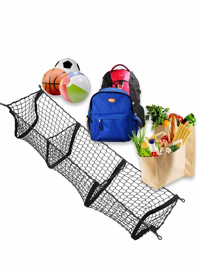 Excefore - Mesh Storage Net, Three Pocket Black Mesh Trunk Cargo Organizer, Trunk Net for Back of Truck Cargo Organizer, Durable Expandable Mesh Cargo Organizer Storage Net - Image 1