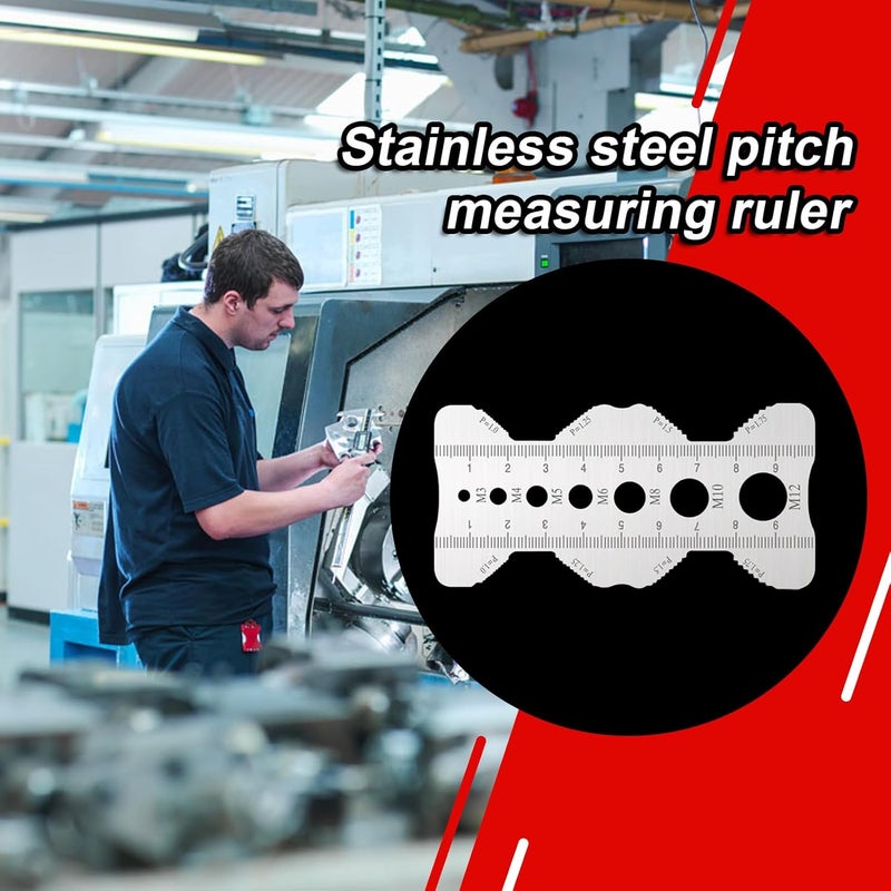 Stainless Steel Bolt Measuring Tool Pitch Ruler for Mechanics Engineers Garage Workshop - Image 4