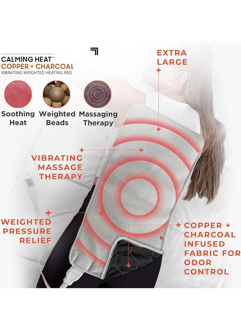 DubaiGallery Heat Vibrating Heating Contour Pad Weighted Electric Heating Pad with Massaging Vibrations, 12 Settings- 3 Heat, 9 Massage- 27 Relaxing Combinations - Image 3
