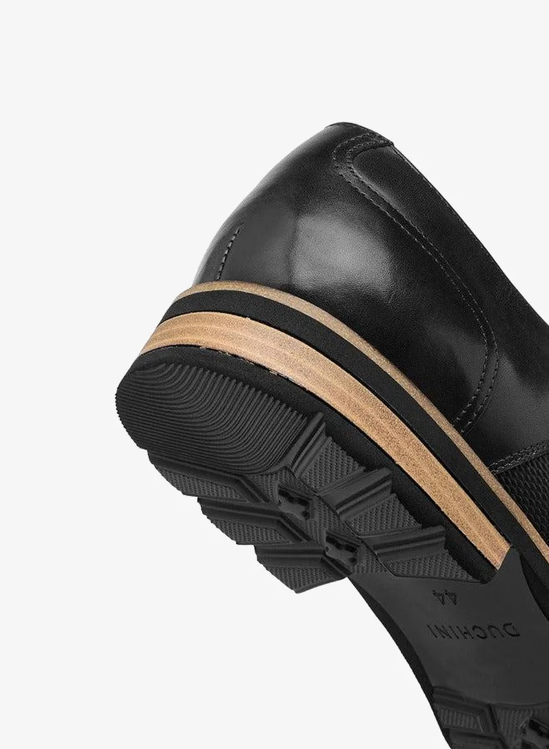 DUCHINI BLACK Men's Textured Slip-On Monk Strap Shoes with Buckle Accent for Men | Best Price UAE