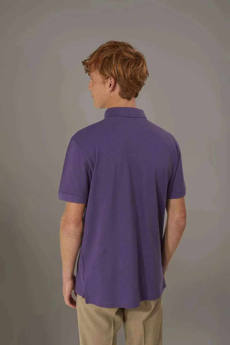 Doppelganger Purple Short sleeve polo 100% cotton piquet - Purple for Men | Best Price UAE