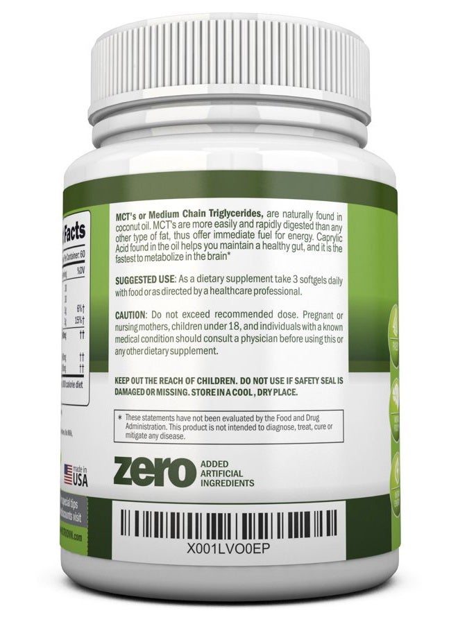 NutriONN MCT Oil - 3000mg Per Serving - 180 Softgels - Made from 100% Organic Coconuts - Non GMO, Cold Pressed, Paleo Friendly Capsules - Great for Focus & Gut Health - Image 3