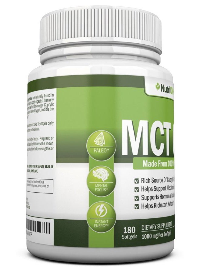 NutriONN MCT Oil - 3000mg Per Serving - 180 Softgels - Made from 100% Organic Coconuts - Non GMO, Cold Pressed, Paleo Friendly Capsules - Great for Focus & Gut Health - Image 4