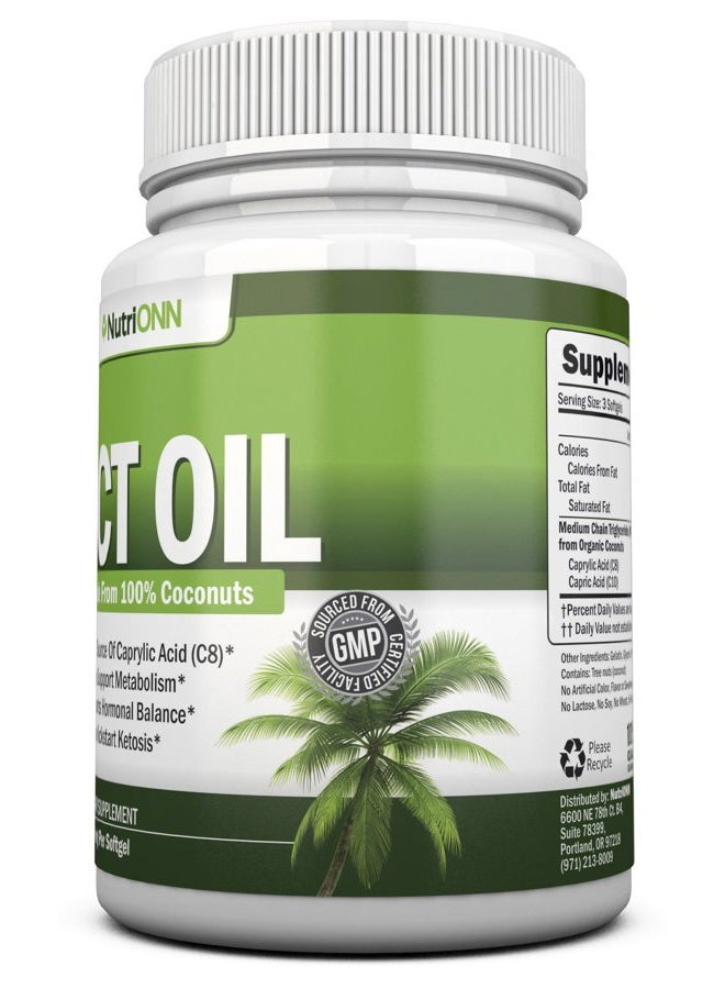 NutriONN MCT Oil - 3000mg Per Serving - 180 Softgels - Made from 100% Organic Coconuts - Non GMO, Cold Pressed, Paleo Friendly Capsules - Great for Focus & Gut Health - Image 5