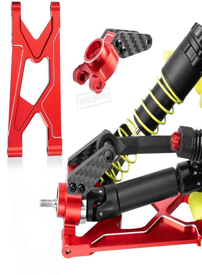 RCHuiWow RC Upgrades Part for 1/10 Gorgon 2WD RTR Brushed Monster Truck(ARA3230T1),Aluminium Alloy Suspension Arms & Caster Block C Hub & Steering Blocks & Rear Stub Axle Carriers,Red - Image 5