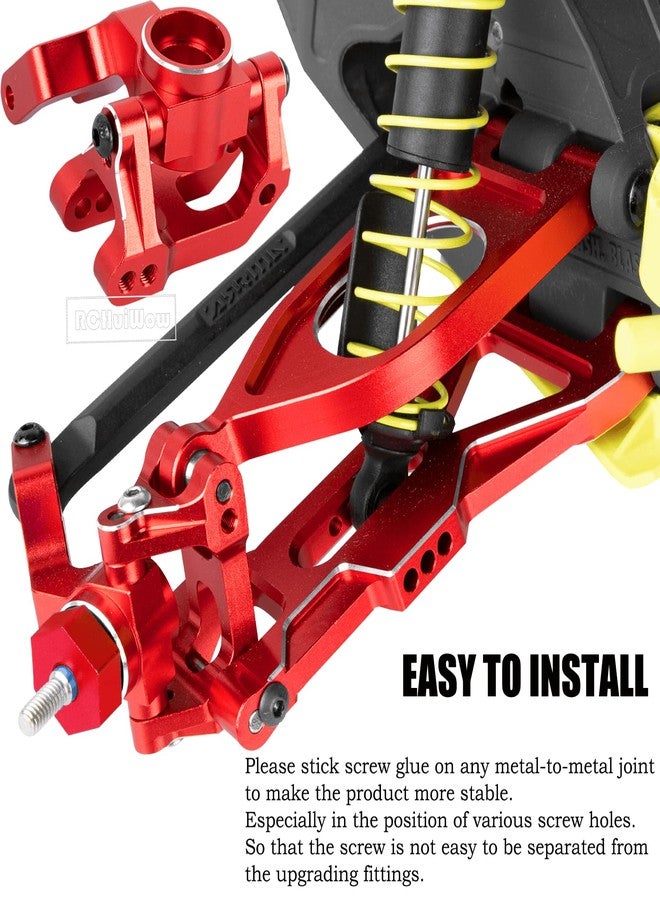 RCHuiWow RC Upgrades Part for 1/10 Gorgon 2WD RTR Brushed Monster Truck(ARA3230T1),Aluminium Alloy Suspension Arms & Caster Block C Hub & Steering Blocks & Rear Stub Axle Carriers,Red - Image 4