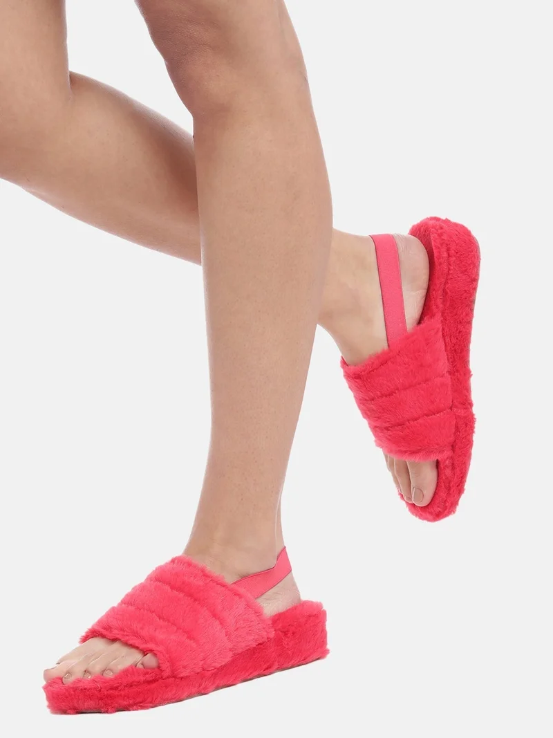DREAM Pink Slip-on Style Slippers for Women 1.75 Inch Flatform